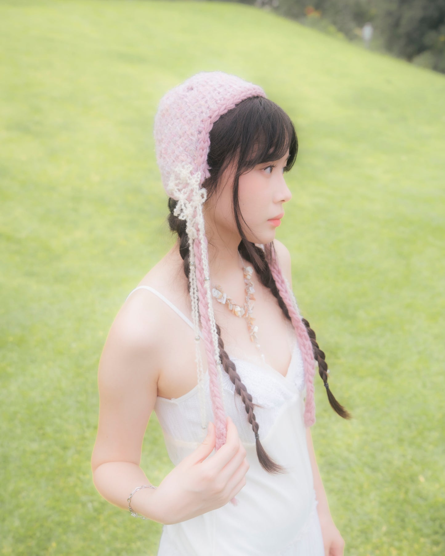 Ēnyǎ Wool Knotted Bonnet in Pink