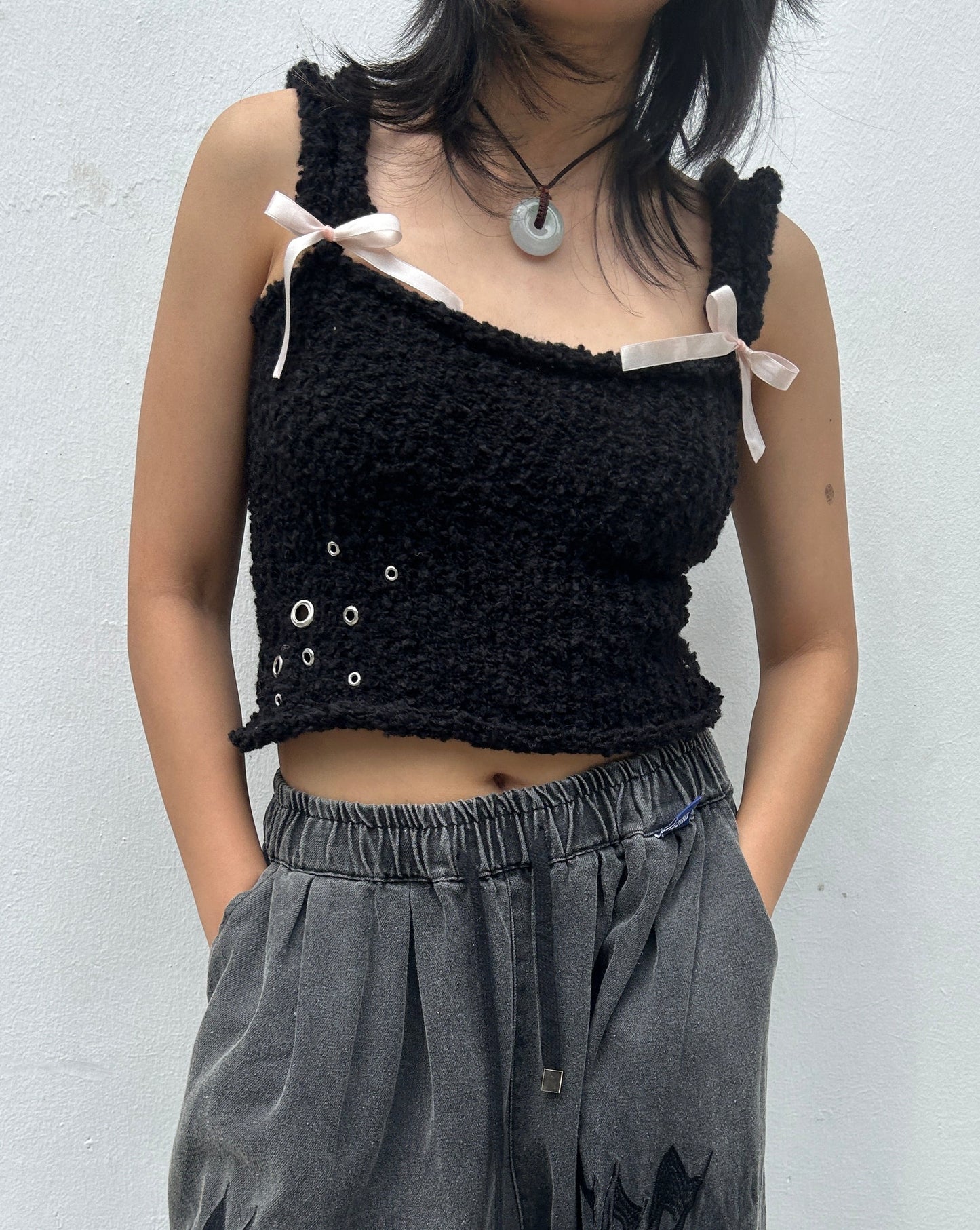 Bow ୨୧ Top with Eyelet Detail